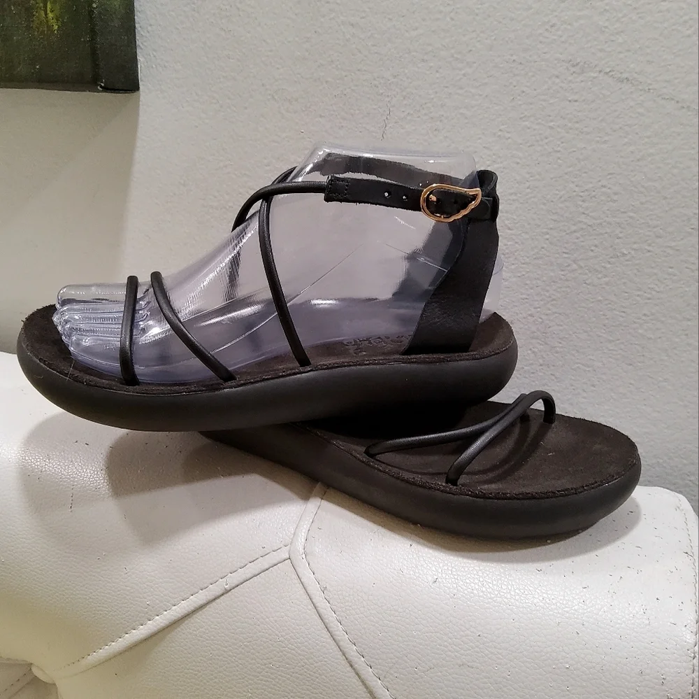 Ancient Greek Sandals black leather